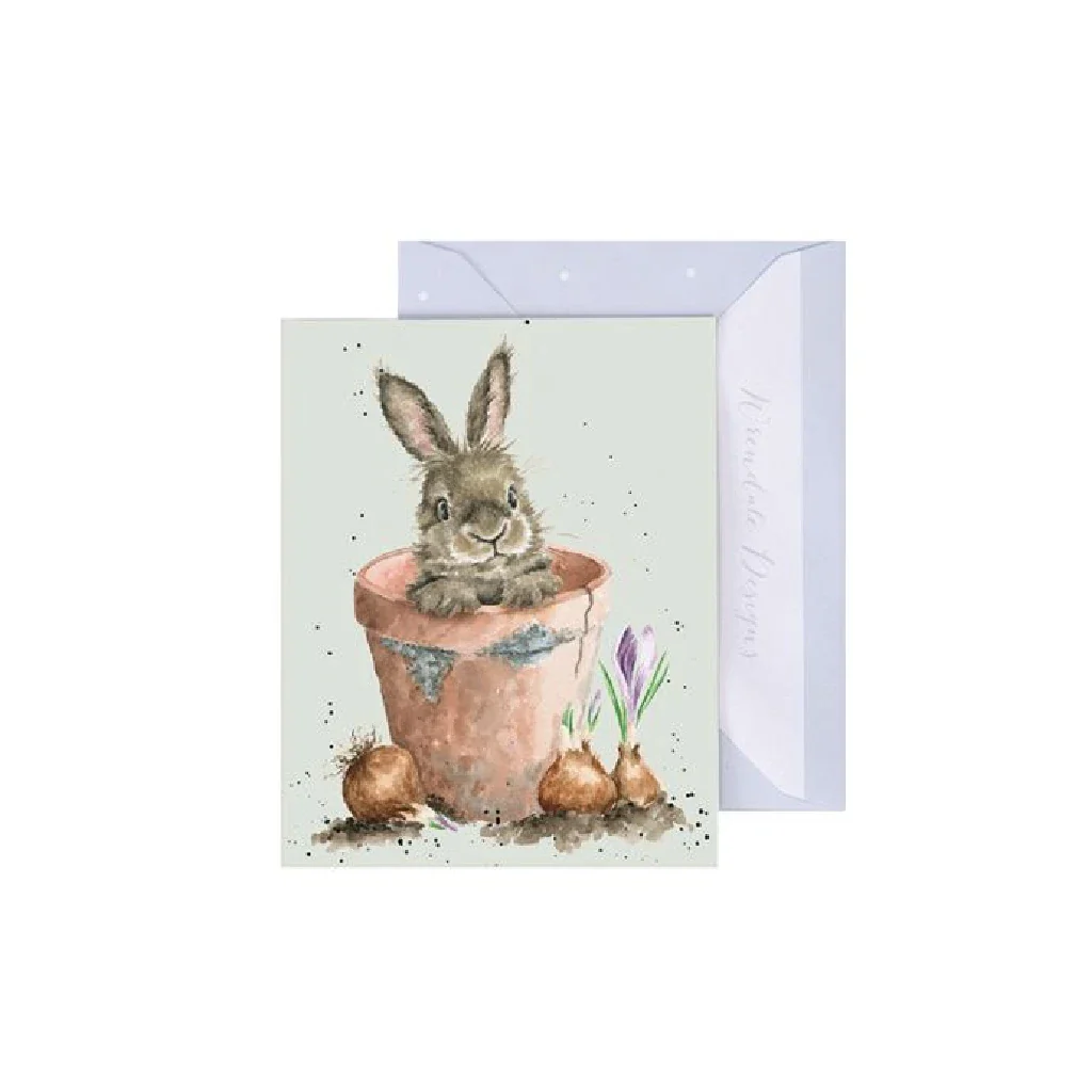 Wrendale : Flower Pot Bunny' Rabbit Enclosure Card