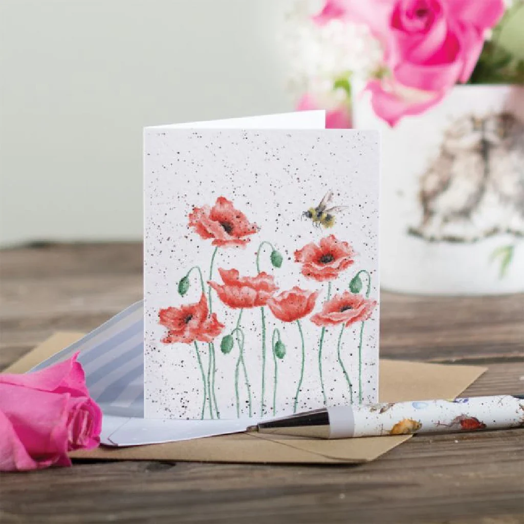 Wrendale : Poppies and Bee' Bee Enclosure Card - Image 2